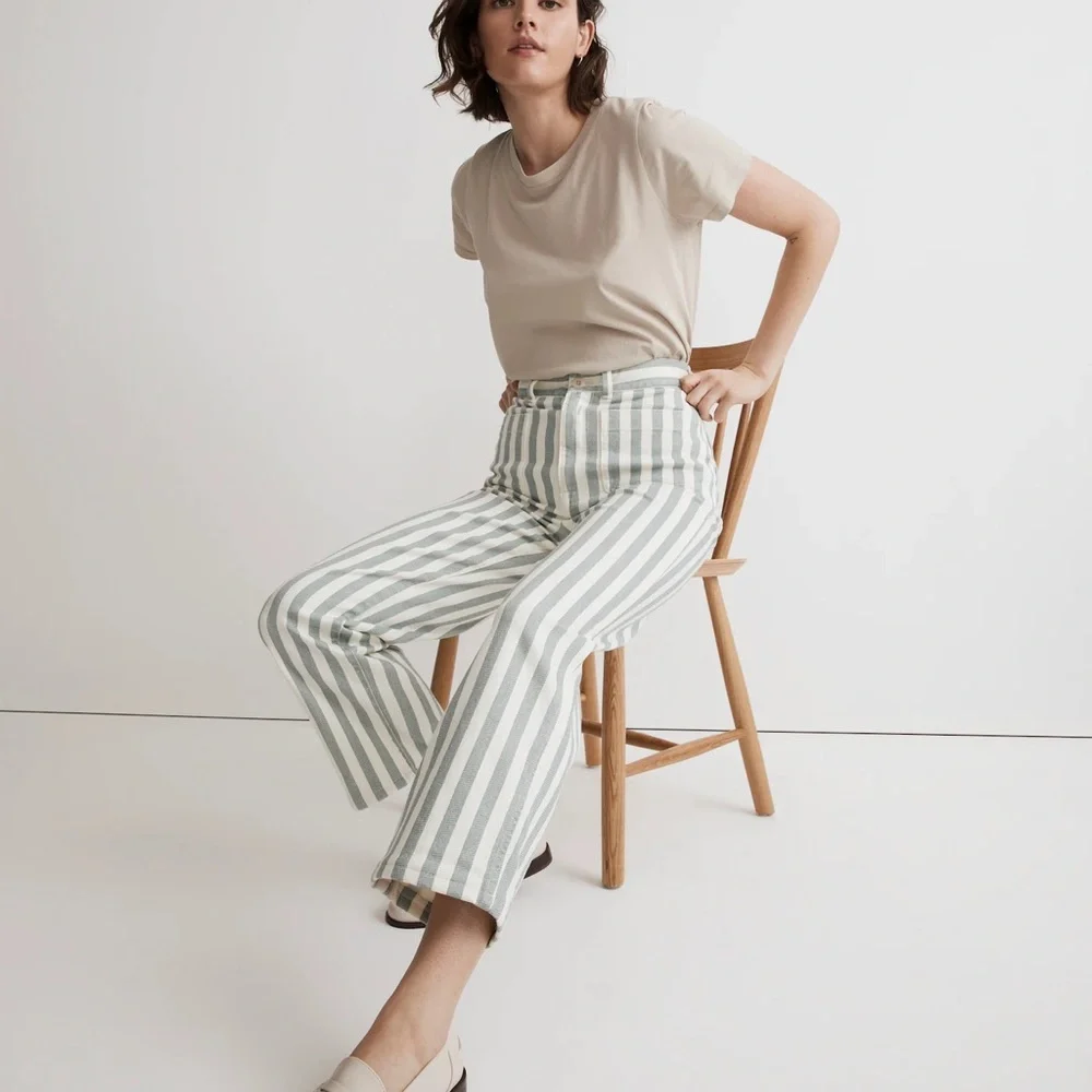 Emmett 2.0 Wide-Leg Crop Pants in Stripe: Patch-Pocket Edition 〰️ Madewell - Picture 3 of 3